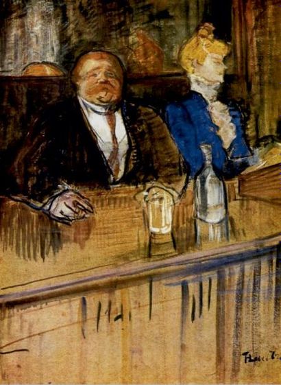 Jean-Louis FORAIN (1852-1931) 
Au café Riche
Huile sur toile.
(Éraflure au-dessus...
