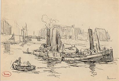 Maximilien Luce (1858-1941) Dieppe, la sortie du port
Dessin à l'encre et au crayon...
