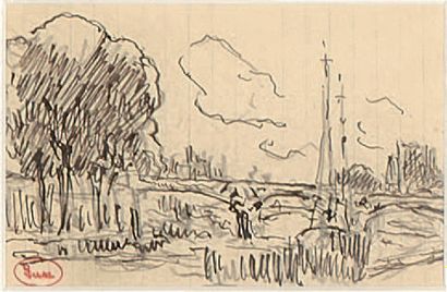 Maximilien Luce (1858-1941) Paris, bateau à quai
Travaux sur la Seine
Deux dessins...