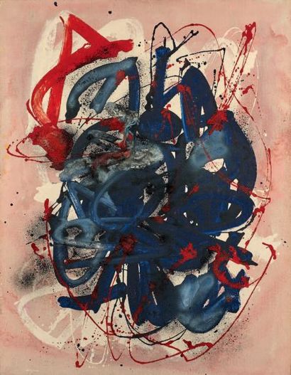 Ladislas KIJNO (1921-2012) 
Sans titre fond rose, 1963
Huile sur toile, signée en...