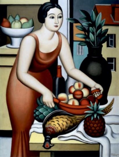 Jean METZINGER (1883-1956) 
Femme à la coupe de fruits et aux faisans, vers 1925-1926
Dessin...