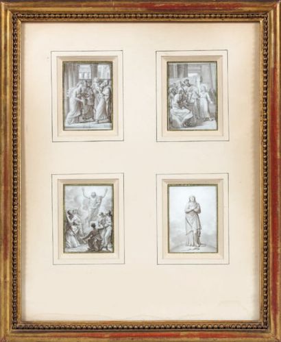 Pierre BOUILLON (1776-1831) Suite de quatre dessins: la Présentation au Temple, Jésus...