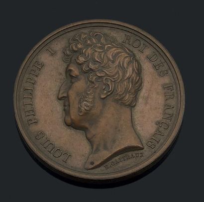null Médaille en bronze, Louis-Philippe Ier Roi des français, signée E. Gatteaux,...