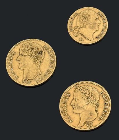null Pièce de monnaie en or de 40 F «an 12».
Pièce de monnaie en or de 40 F «1811».
Pièce...