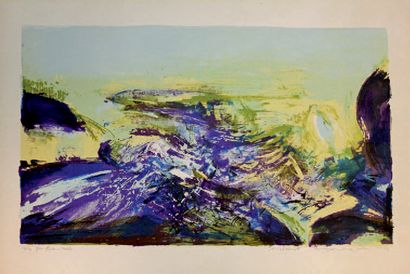 ZAO WOU-KI Composition, 1973, lithographie en couleurs, 39,5 x 66,5 cm, marges 53,5...