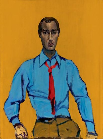 MICHEL WARREN (1930-1975) 
Portrait de M. F.
Huile sur toile, signée, dédicacée et...