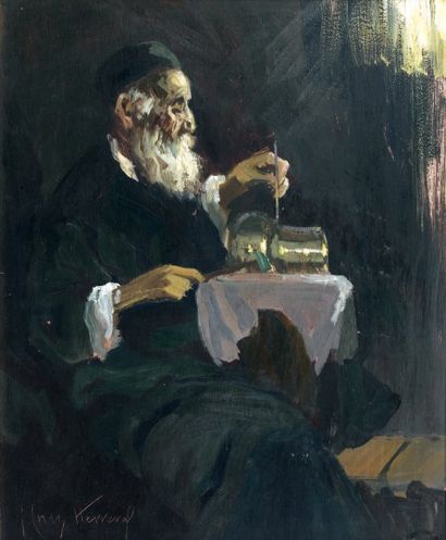 José CRUZ HERRERA (1890-1972) Orfèvre juif, 1930 Huile sur panneau, signée en bas...