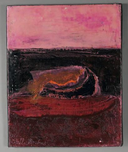 Stella MERTENS (1896-1986) Composition en rose, 1981 Huile sur toile, signée et datée...