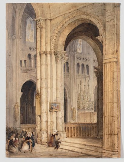 Jean-Joseph LAURENS (1801-1890) 
L'intérieur de l'église saint Vincent à Châlon sur...
