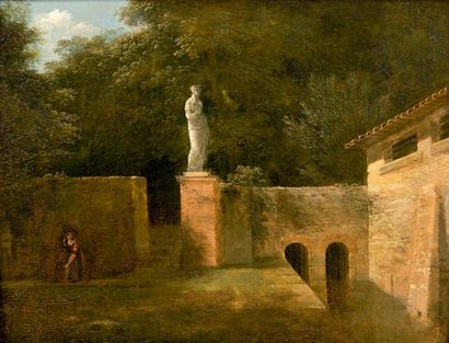 ATTRIBUÉ À JEAN-VICTOR BERTIN (1767-1842) 
Paysage près d'un abreuvoir
Huile sur...