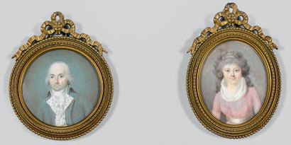 Ecole française dans le goût du XVIIIe siècle 
Portrait d'homme
Portrait de femme
Deux...