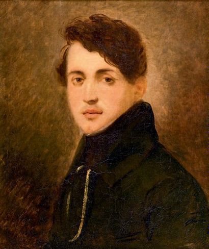Jules NOGUES (né à Auch en 1809) 
Portrait de jeune homme
Huile sur toile signée...