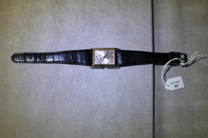 LUXE Montre-bracelet d'homme, la montre de forme rectangulaire en or 750 millièmes,...