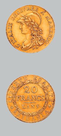 null GAULE SUBAPINE (1800-1802) 20 francs or. An 9 (1801). Turin.
L.M.N. 896. Presque...