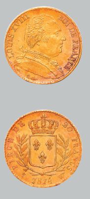 null 20 francs or. 1814. Lille.
G. 1026. Presque superbe.