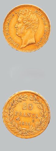 null 20 francs tête nue: 2 exemplaires (tranche en relief).
1831 Paris et 1831 Rouen.
20...