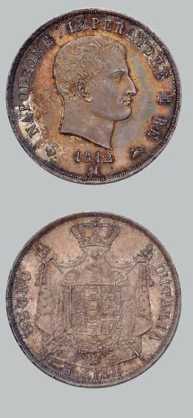 null ITALIE: Napoléon (1805-1814) 5 lire, 2e type (tranche en creux). 1812. Milan.
L.M.N....