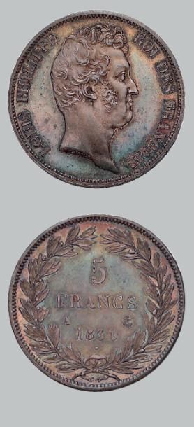 null LOUIS-PHILIPPE (1830-1848) 5 francs tête nue. Sans le I. 1830. Paris.
Tranche...