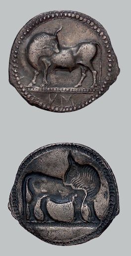 null Sybaris (530-510 av. J.-C.)
Statère archaïque. 7,99 g.
Taureau debout à gauche,...