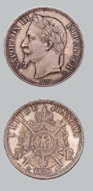 null Napoléon III, tête laurée 5 francs. 1870. Strasbourg.
G. 739. Splendide.