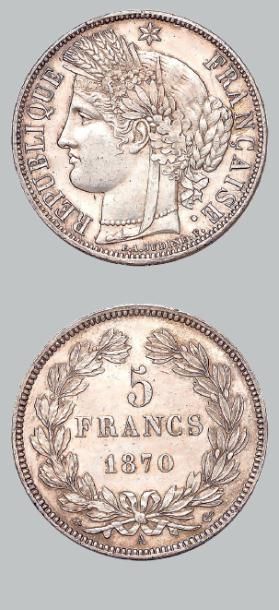null GOUVERNEMENT de DÉFENSE NATIONALE (1870-1871) 5 francs Cérès, sans légende....