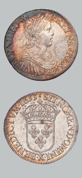 null LOUIS XIV (1643-1715)
Écu à la mèche longue. 1653. Amiens.
D. 1469. Rare en...