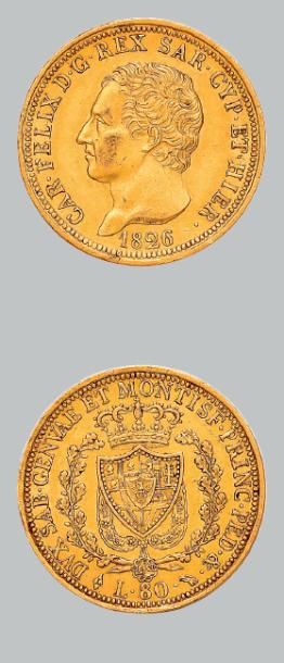 null Royaume de Sardaigne: Charles Félix (1821-1831) 80 lire or. 1826. Turin.
Fr....