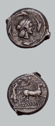 null SICILE Syracuse
Tétradrachme. Règne de Gelon (485-479 av. J.-C.). 17,19 g.
Tête...