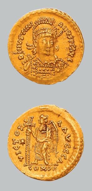 null ATHALARIC (527-565)
Solidus au nom de Justinien. Frappe italienne. 4,47 g.
Buste...