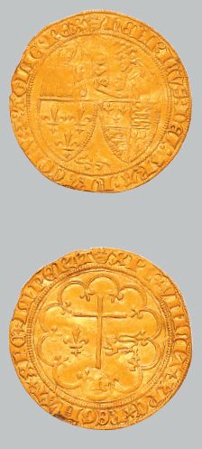 null HENRI VI (1422-1453)
Salut d'or. Paris. 3,38 g.
L'Archange Gabriel debout devant...