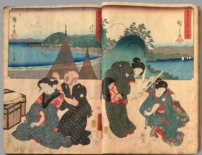 UTAGAWA TOYOKUNI III (1786-1865) et UTAGAWA HIROSHIGE II (1826-1869) 
Album Sôhitsu...