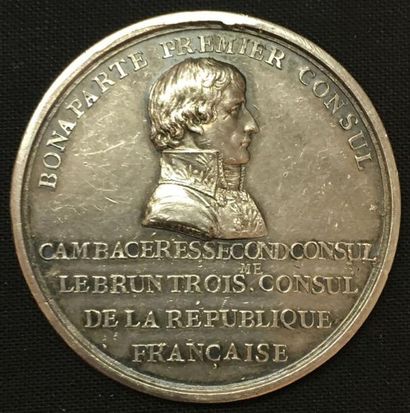 null * Consulat - Lycée des Arts, médaille de prix par Duvivier, en argent, sur l'avers...