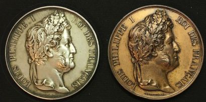 null * Monarchie de Juillet - Lot de deux médailles: une Médaille de récompenses...