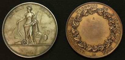 null * Monarchie de Juillet - Lot de deux médailles: une Médaille de récompenses...