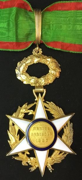 null Ordre du Mérite agricole, fondé en 1883, bijou de commandeur en vermeil et émail,...