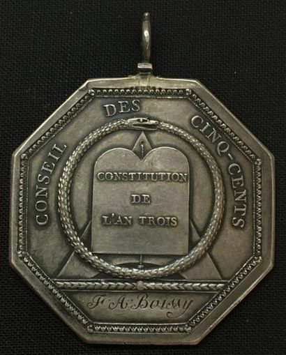 null * Conseil des Cinq-Cents, médaille d'identité du type de l'an V par Gatteaux,...