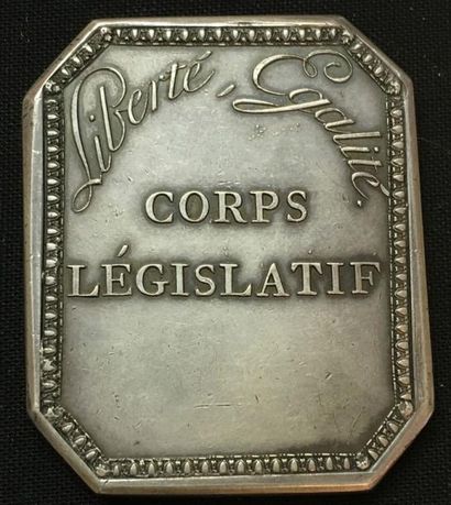 null * Corps législatif, médaille d'identité de l'an VIII par Gatteaux, rectangulaire...