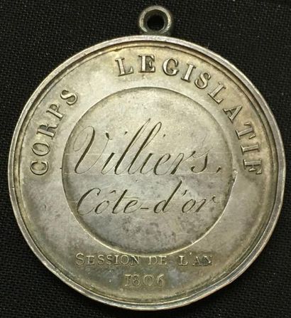 null * Corps législatif, médaille d'identité de 1806 par Jeuffroy, en argent, avers...
