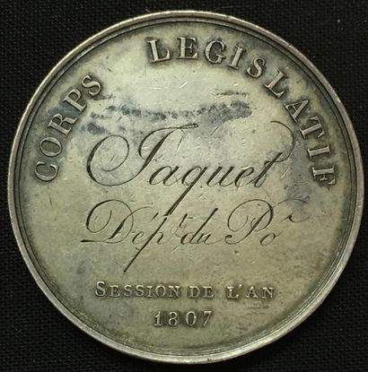 null * Corps législatif, médaille d'identité de 1807 par Jeuffroy, en argent, avers...