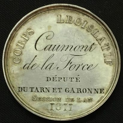 null * Corps législatif, médaille d'identité de 1811 par Jeuffroy, en argent, avers...