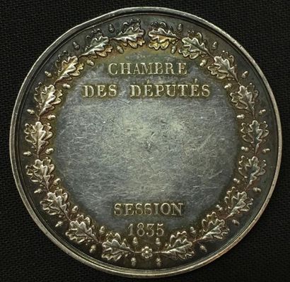 null * Chambre des Députés, session de 1835, médaille d'identité par Caqué, en argent,...