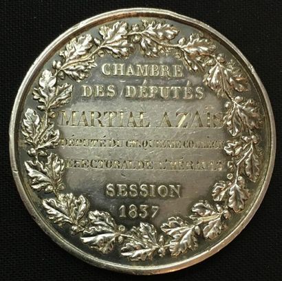 null * Chambre des Députés, session de 1837, médaille d'identité par Caqué, en argent,...