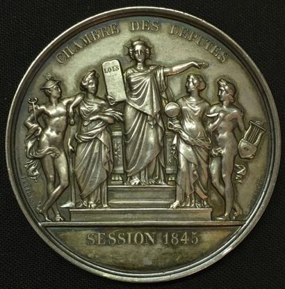null * Chambre des Députés, session de 1845, médaille d'identité par Petit, en argent,...