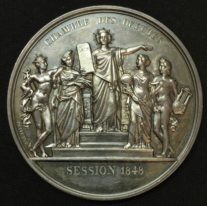 null * Chambre des Députés, session de 1848, médaille d'identité par Petit, en argent,...
