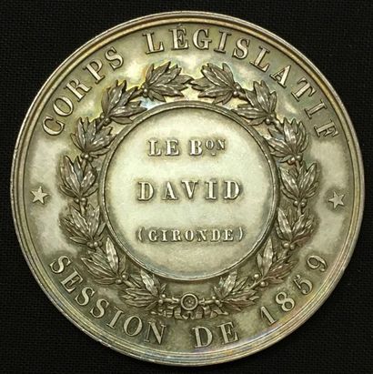 null * Corps législatif, session de 1859, médaille d'identité par Barre, en argent,...