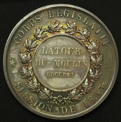 null * Corps législatif, session de 1863, médaille d'identité par Barre, en argent,...