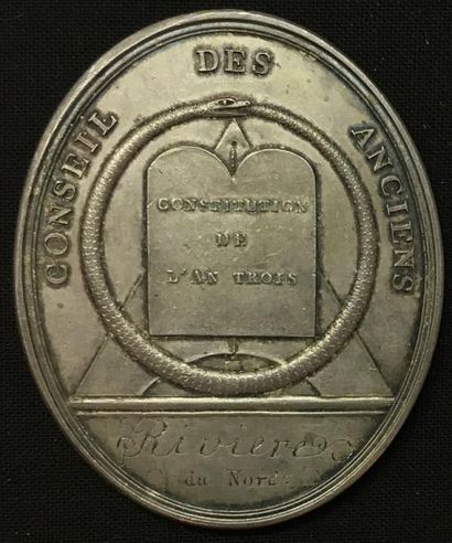 null * Conseil des Anciens, médaille d'identité du type de l'an VII par Gatteaux,...