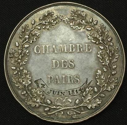 null * Chambre des Pairs, médaille d'identité par Andrieu, en argent, sur l'avers,...