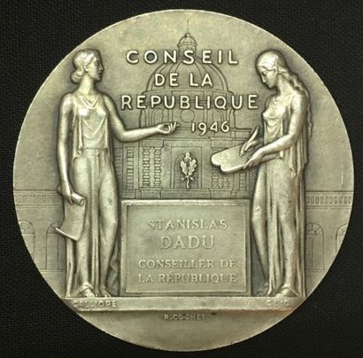 null * Conseil de la République, médaille d'identité, type de 1946 par Robert Cochet,...
