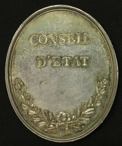 null * Consulat - Médaille d'identité de Conseiller d'État par Duvivier, ovale en...